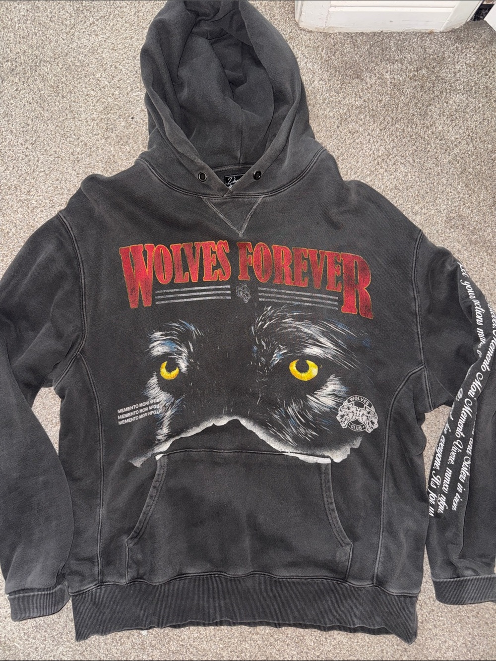 Darc Sport Black Crewneck Hoodie with Yellow Wolf-Eye Graphic